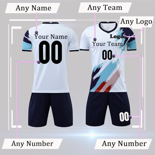 Custom Youth Soccer Jersey Kids Adults Custom Soccer Uniforms and Shorts Personalized Soccer Outfit Set with Name Number Logo - 3