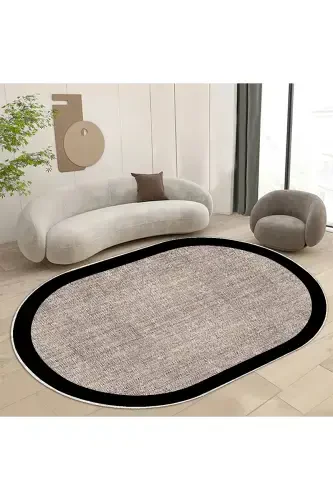 Cut Rug Patterned Digital Printing Washable Non-Slip Base Thin Living Room Kitchen Kids Rug Runner-black - 1