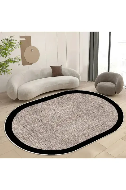 Cut Rug Patterned Digital Printing Washable Non-Slip Base Thin Living Room Kitchen Kids Rug Runner-black - DF HOME