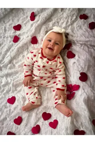 Cute Acorn and Hedgehog %100 Natural Cotton 3-Pack Baby Jumpsuit 0-18 Months (UNISEX)-red - 2