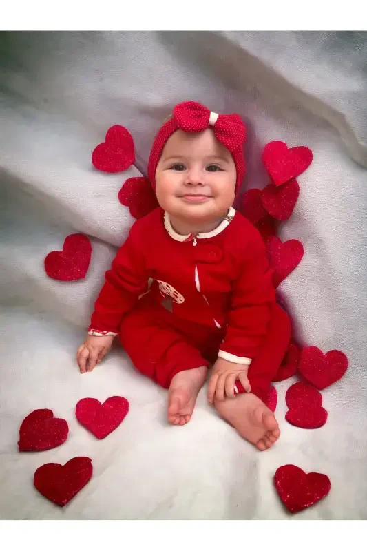 Cute Acorn and Hedgehog %100 Natural Cotton 3-Pack Baby Jumpsuit 0-18 Months (UNISEX)-red - 4