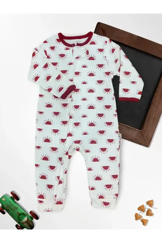 Cute Acorn and Hedgehog %100 Natural Cotton 3-Pack Baby Jumpsuit 0-18 Months (UNISEX)-red - 7