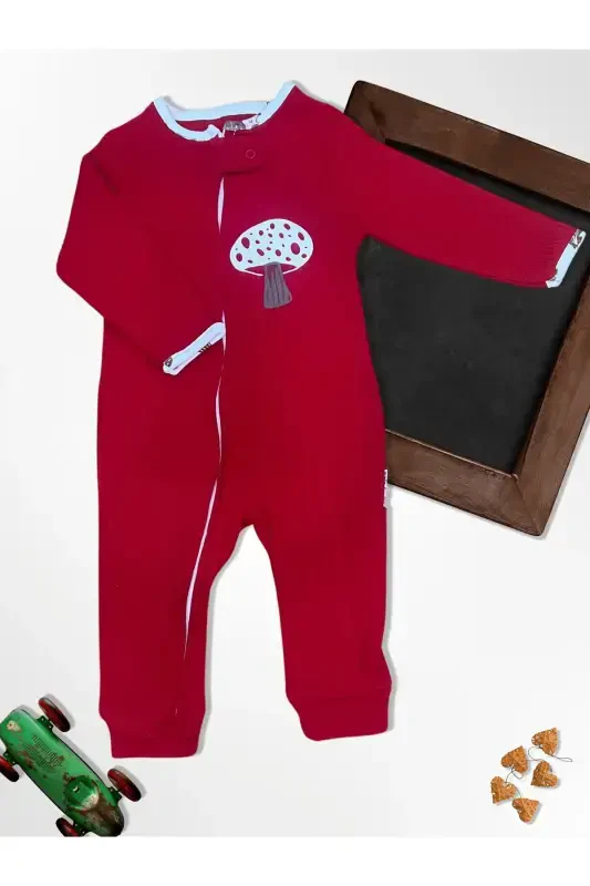 Cute Acorn and Hedgehog %100 Natural Cotton 3-Pack Baby Jumpsuit 0-18 Months (UNISEX)-red - 8