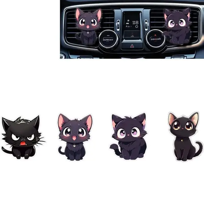 Cute Car Air Freshener Clips,Black Cat Car Vent Clip,Car Vent Decoration Accessories,Auto Air Conditioner Clip,Automotive Interior Decoration Gifts for Girls and Women - 1