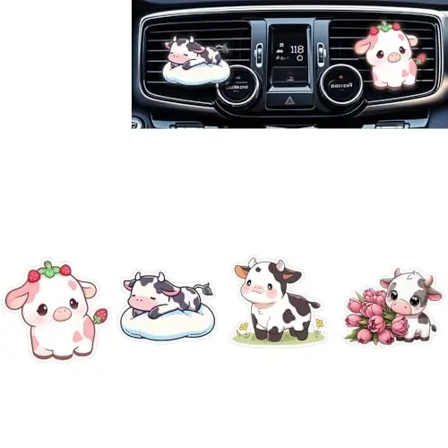 Cute Car Air Freshener Clips,Cow Car Vent Clip,Car Vent Decoration Accessories,Auto Air Conditioner Clip,Automotive Interior Decoration Gifts for Girls and Women - 1