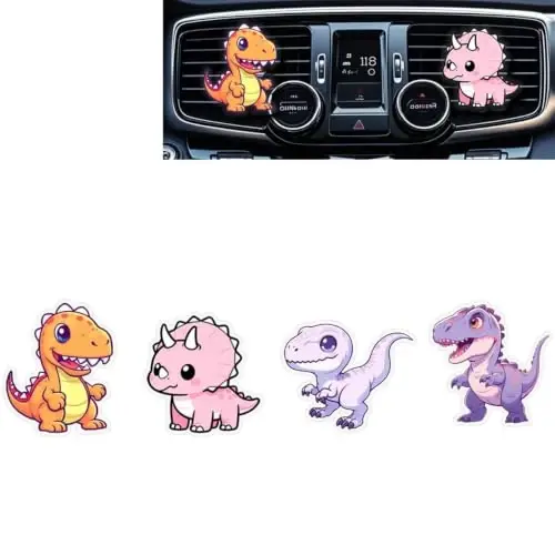 Cute Car Air Freshener Clips,Cute Dinosaur Car Vent Clip,Car Vent Decoration Accessories,Auto Air Conditioner Clip,Automotive Interior Decoration Gifts for Girls and Women - 1