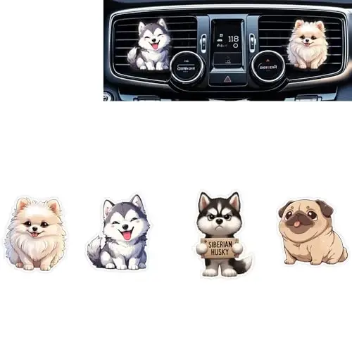 Cute Car Air Freshener Clips,Cute Dog Car Vent Clip,Car Vent Decoration Accessories,Auto Air Conditioner Clip,Automotive Interior Decoration Gifts for Girls and Women - 1