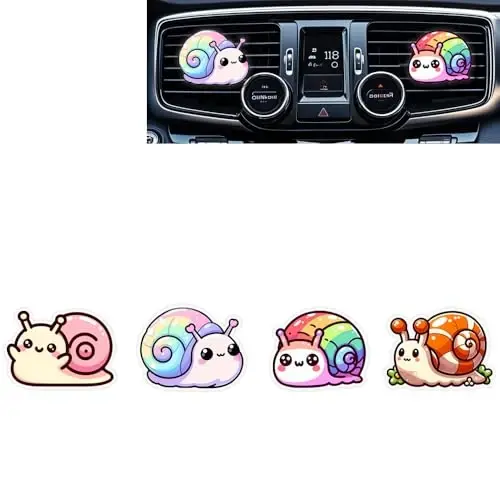 Cute Car Air Freshener Clips,Snail Car Vent Clip,Car Vent Decoration Accessories,Auto Air Conditioner Clip,Automotive Interior Decoration Gifts for Girls and Women - CINPUDO