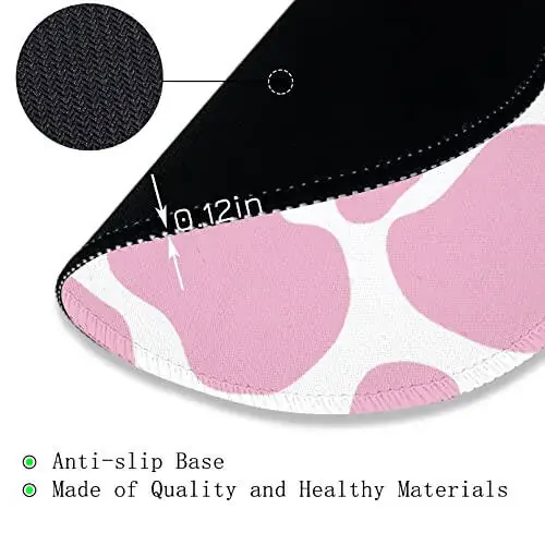 Cute Cow Print Round Mouse Pad, Small Mousepad for Laptop Gaming Women, with Stitched Edge Non-Slip Rubber Base, Cute Home Office Decor Desk Accessories Office Supplies Gift for Women Teen Girls - 6