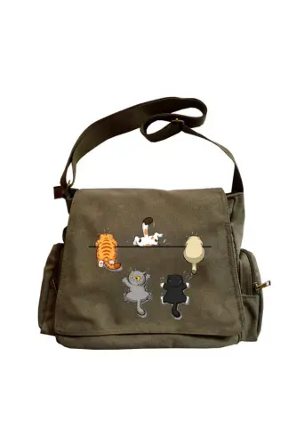 Cute Design Baskılı Unisex Yeşil Postacı Çantası - CA2 