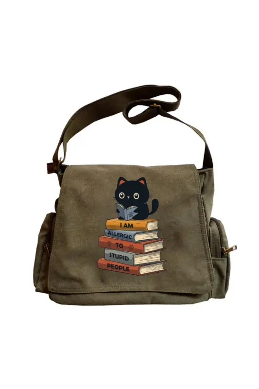 Cute Design Baskılı Unisex Yeşil Postacı Çantası-CA3 - TOUM