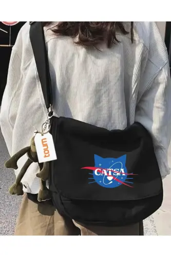 Cute Design Baskılı Unisex Yeşil Postacı Çantası-CA4 