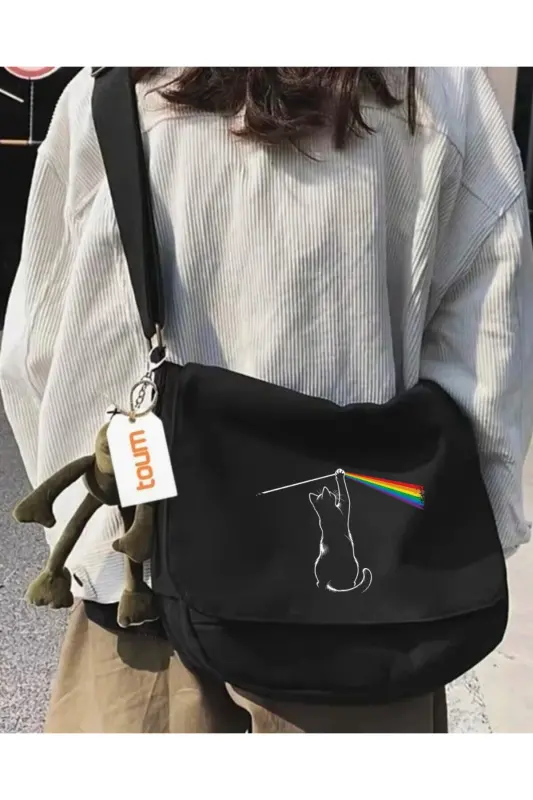 Cute Design Baskılı Unisex Yeşil Postacı Çantası-CA5 - TOUM