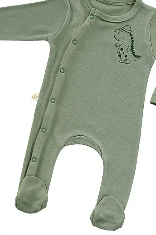 Cute Dino 3 Parça Yenidoğan Mini Hastane Çıkış Seti-Haki - 5