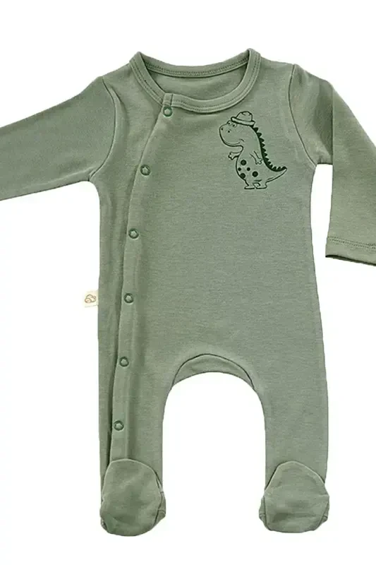 Cute Dino 3 Piece Newborn Mini Hospital Outing Set-Khaki - 2