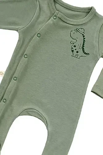 Cute Dino 3 Piece Newborn Mini Hospital Outing Set-Khaki - 4