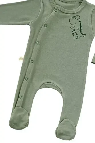 Cute Dino 3 Piece Newborn Mini Hospital Outing Set-Khaki - 5