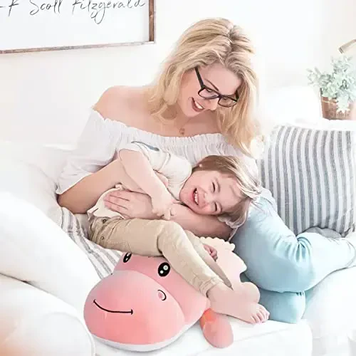Cute Dinosaur Stuffed Animal Pillow, Soft Lumbar Back Cushion, Big Plushies, Great Gift for Kids Birthday, Valentine (Pink, 31.4in) - 4