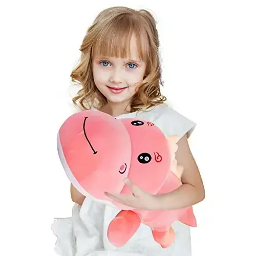 Cute Dinosaur Stuffed Animal Pillow, Soft Lumbar Back Cushion, Big Plushies, Great Gift for Kids Birthday, Valentine (Pink, 31.4in) - 2