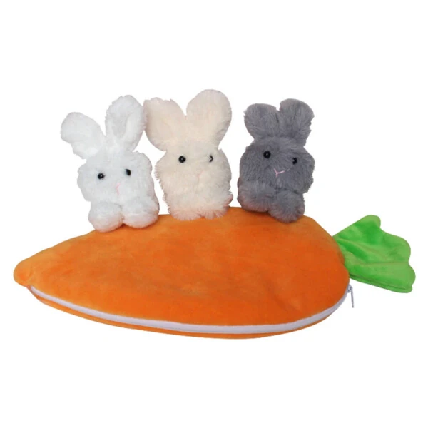 Cute Easter Rabbits, Funny Plush Toy for Girl Kids, Hide and Seek - 3pcs Rabbits in a Carrot Bag - Best Gifts - UNBRANDED