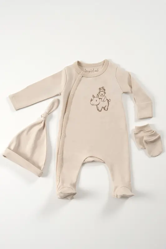 Cute Friends 3 Piece Newborn Mini Hospital Outing Set-Natur - TINYLAMB