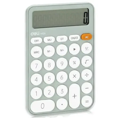 Cute Green Calculator Desktop Big Buttons Small Simple Handheld Calculator Basic with 12 Digit Large LCD Display Girls Aesthetic Calculator for Women Standard Calculator for School Home Office - 1