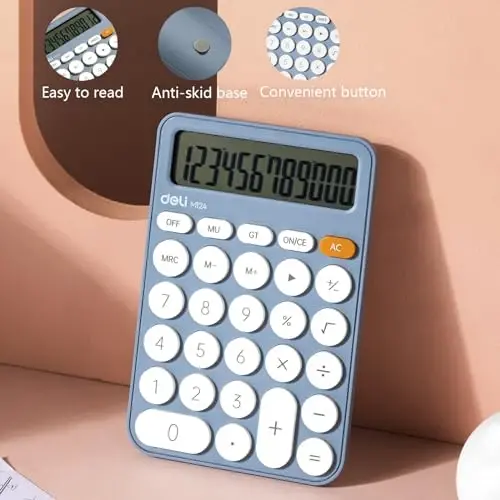 Cute Green Calculator Desktop Big Buttons Small Simple Handheld Calculator Basic with 12 Digit Large LCD Display Girls Aesthetic Calculator for Women Standard Calculator for School Home Office - 2
