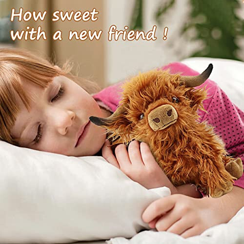 Cute Highland Cows Stuffed Animals, 10.5 inches Realistic Cow Plush Toy, Highland Cattle Farm Toy Present for Adults Kids Boys Christmas Halloween Girls Birthday Plush Present - 4