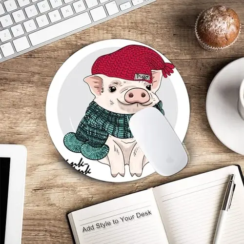 Cute Pig Round Mouse pad Customized Mousepad Non-Slip Rubber Base Mouse Pads for Computers Laptop Office Desk Accessories Mouse pad - 5