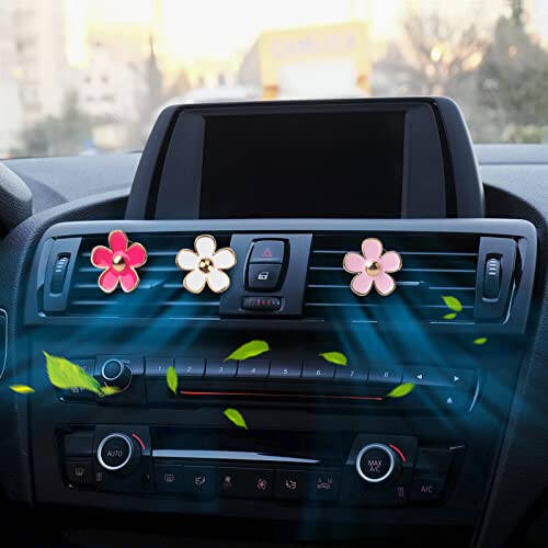 Cute Pink Car Decor Accessories for Women Teens, 6pcs Car Scent Air Fresheners Vent Clips, Girly Daisy Flower Decorations Interior Aesthetic Things Car Perfume Stuff Christmas Gifts for Her Mom Girl - 2