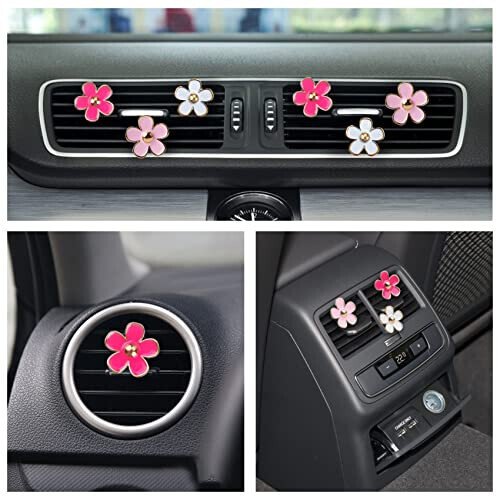 Cute Pink Car Decor Accessories for Women Teens, 6pcs Car Scent Air Fresheners Vent Clips, Girly Daisy Flower Decorations Interior Aesthetic Things Car Perfume Stuff Christmas Gifts for Her Mom Girl - 4