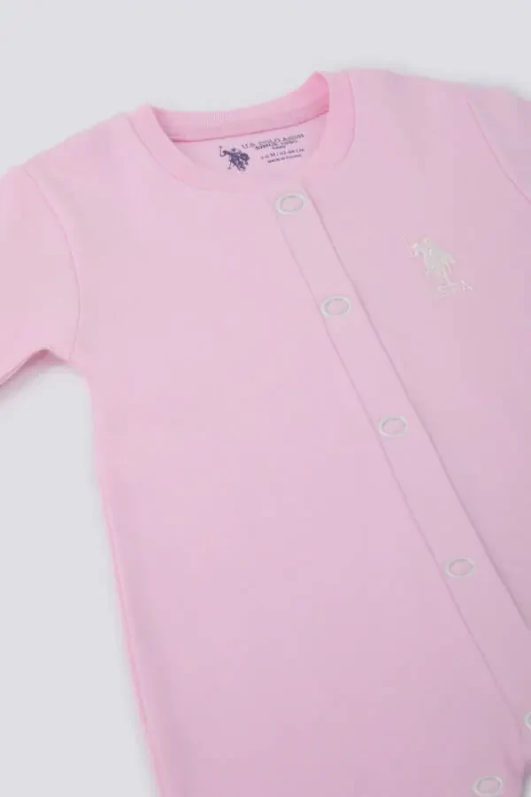 Cute Pinks Light Pink Baby Romper - 3