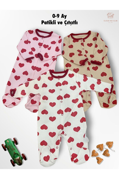 Cute Red Hearts 100% Cotton 3-Pack Baby Rompers 0-18 Months (Unisex) - CLOUDKIDCLUB (1)