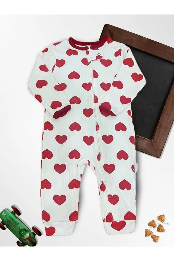 Cute Red Hearts 100% Cotton 3-Pack Baby Rompers 0-18 Months (Unisex) - 4