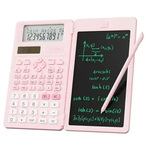 Cute Scientific Calculator for Girls Students, 82 MS Foldable Science Calculator with Notepad Middle and High School Supplies, Pink - NEWYES