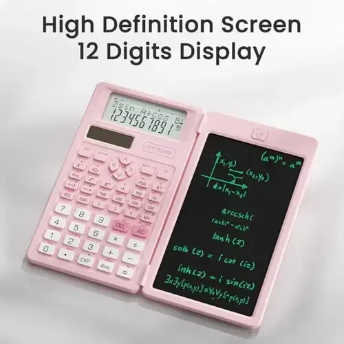 Cute Scientific Calculator for Girls Students, 82 MS Foldable Science Calculator with Notepad Middle and High School Supplies, Pink - 4