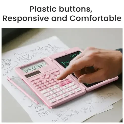 Cute Scientific Calculator for Girls Students, 82 MS Foldable Science Calculator with Notepad Middle and High School Supplies, Pink - 5