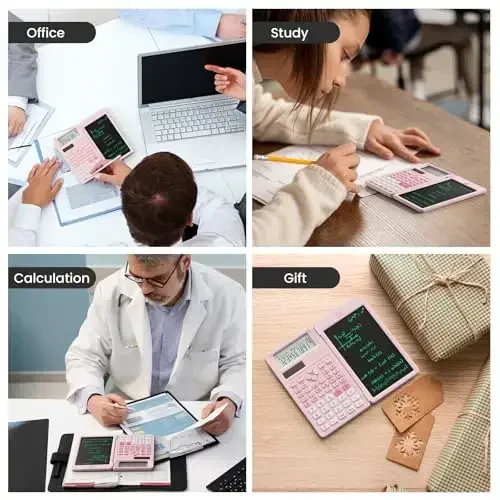 Cute Scientific Calculator for Girls Students, 82 MS Foldable Science Calculator with Notepad Middle and High School Supplies, Pink - 7