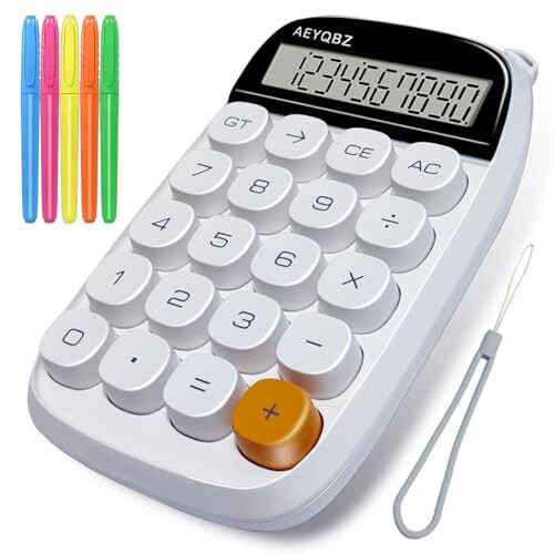 Cute Small Calculator with Large Display and Big Buttons, Touch Comfortable Flexible Button Handheld Calculator, Small Pocket Calculator Easy to Carry Suitable for School Calculator(White) - 1