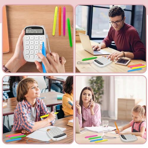 Cute Small Calculator with Large Display and Big Buttons, Touch Comfortable Flexible Button Handheld Calculator, Small Pocket Calculator Easy to Carry Suitable for School Calculator(White) - 5