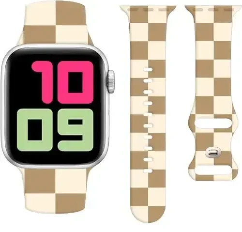 Cute Sport Watch Bands Compatible With Apple Watch Band 38mm 40mm 41mm for Women Men, Adjustable Soft Silicone Replacement Smartwatch Wristband for iWatch Series 7 6 5 4 3 2 1 SEbandG - 1