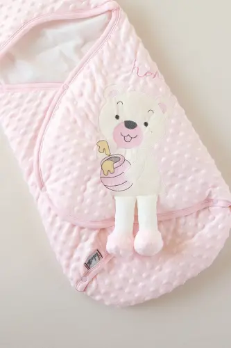 Cute Topitos Embroidered Velboa Swaddle-Pink - AE GROUP (1)