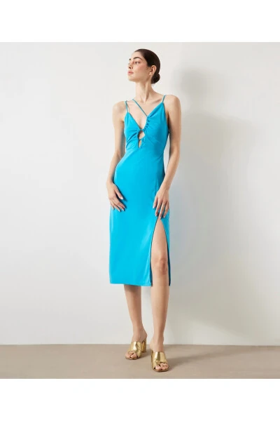 Cutout Midi Cotton Dress - İPEKYOL