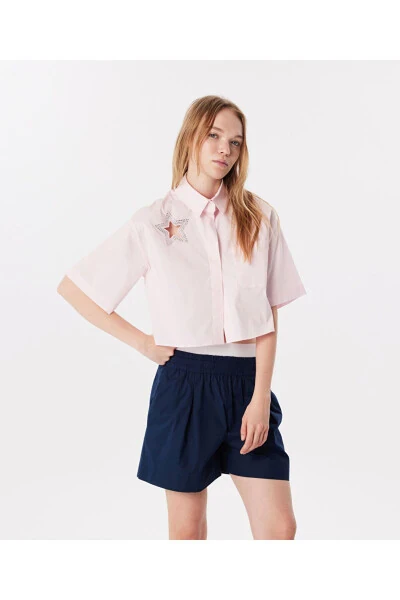 Cutout shirt with hotfix print - TWIST