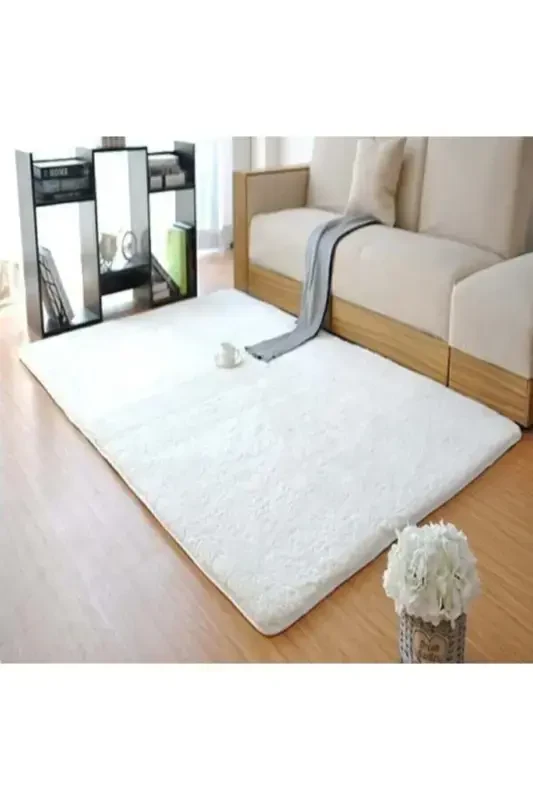 Cuttable Runner Non-Slip Base Soft Plush Carpet White-White - 2