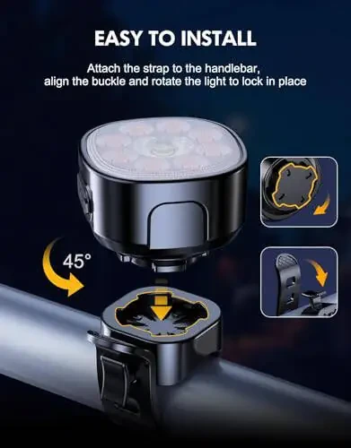 Cuvccn Bike Lights [8+7 Modes], USB Rechargeable Bike Lights Front and Back, Ultra Bright Powersports Tail Light Assemblies, IP65 Waterproof Bicycle Lights for Road Mountain Day/Night Cycling Safety - 6