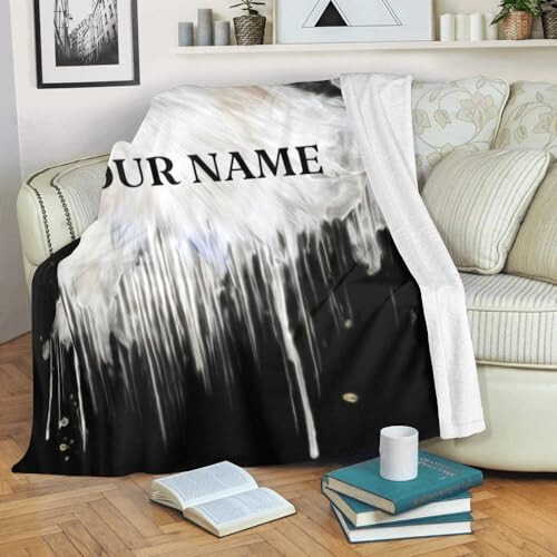 CUXWEOT Custom Blanket with Your Name Text,Personalized Animal Eagle Super Soft Fleece Throw Blanket for Couch Sofa Bed (50 X 60 inches) - 3