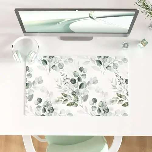 Цветной большой коврик для мыши со звездой, водонепроницаемый настольный коврик из искусственной кожи, игровой коврик для компьютера, XXL, полноразмерный нескользящий настольный коврик для школы, офиса и дома, 60 x 35 см — мягкий эвкалипт - COLORFUL STAR