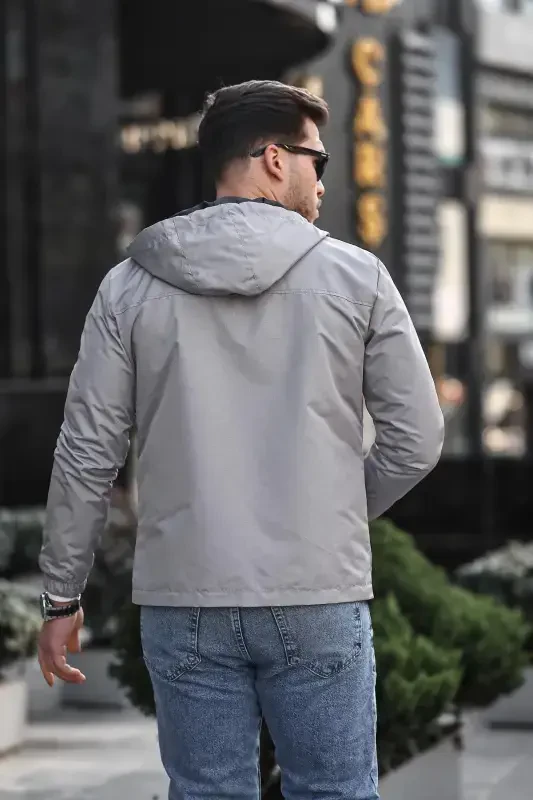 Цветной Дождевик на Молнии Сезонный PLDP 2920-GRİ - 3