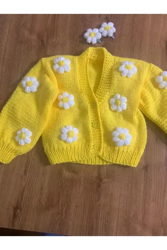Цветочный Детский Кардиган - ЛИМОННЫЙ ЦВЕТ - 5